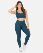 Conjunto Deportivo Set Seamless Azul Grisaceo