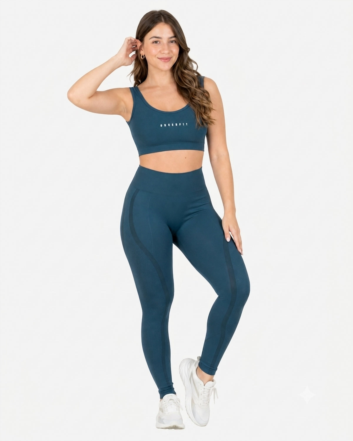 Conjunto Deportivo Set Seamless Azul Grisaceo